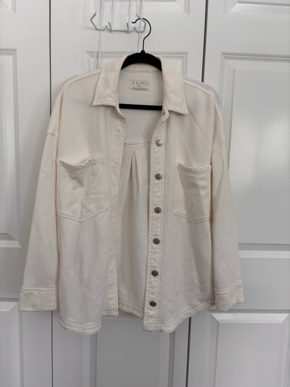 Z Supply Cream Button-Front Overshirt Jacket
